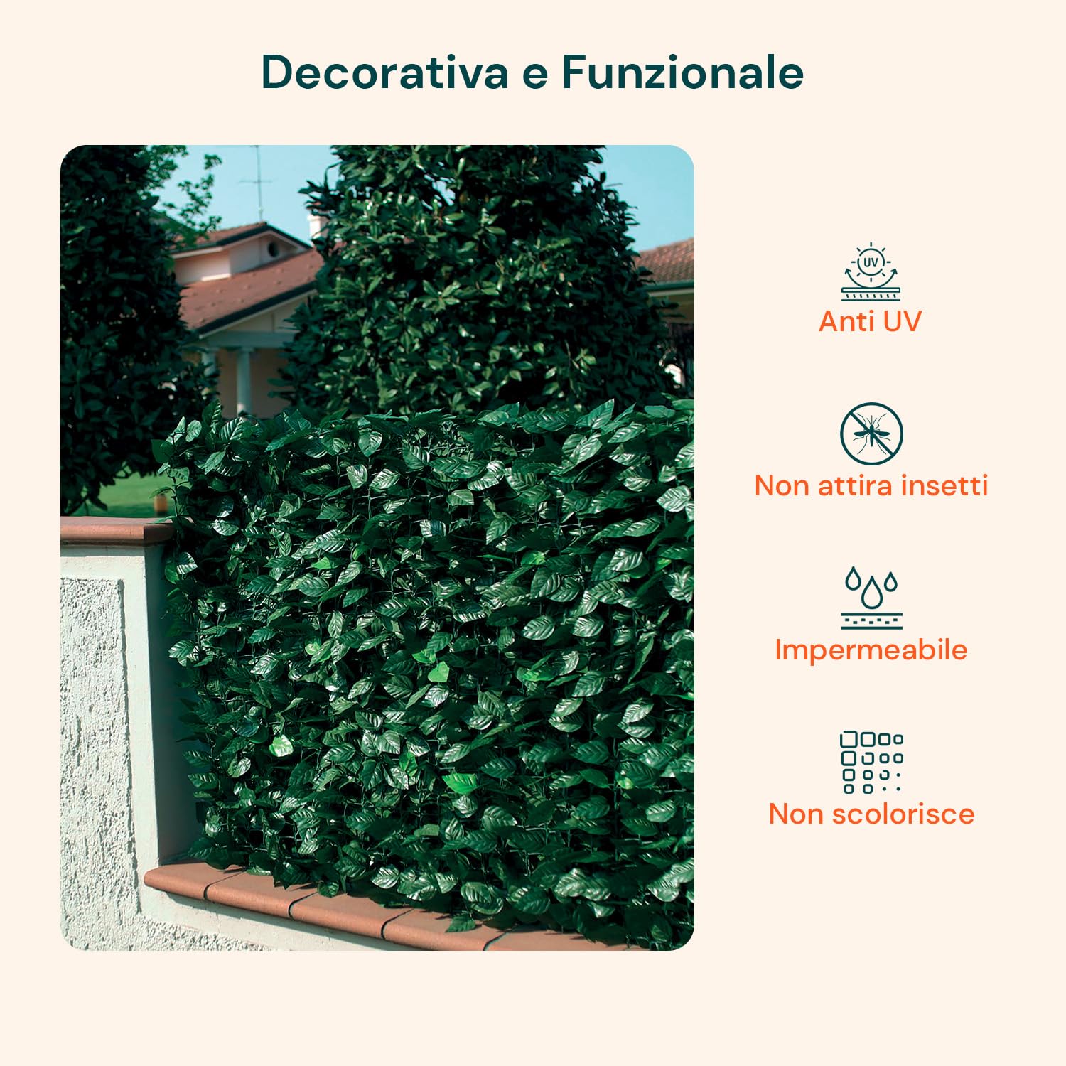 Siepe Artificiale da Esterno 150x300 cm con Foglie Lauro in PVC e Rete Ombreggiante – Frangivista per Recinzione Giardino, Copri Ringhiera Balcone
