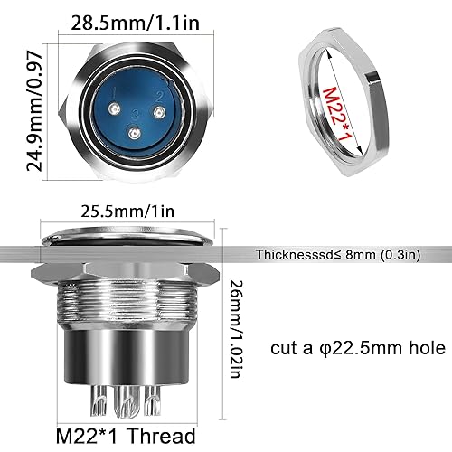 Miniatura 5 de QIANRENON XLR Adaptador de soldadura de fijación roscada de 3 pines XLR macho a terminal de soldadura, conector redondo XLR enchufe de montaje de