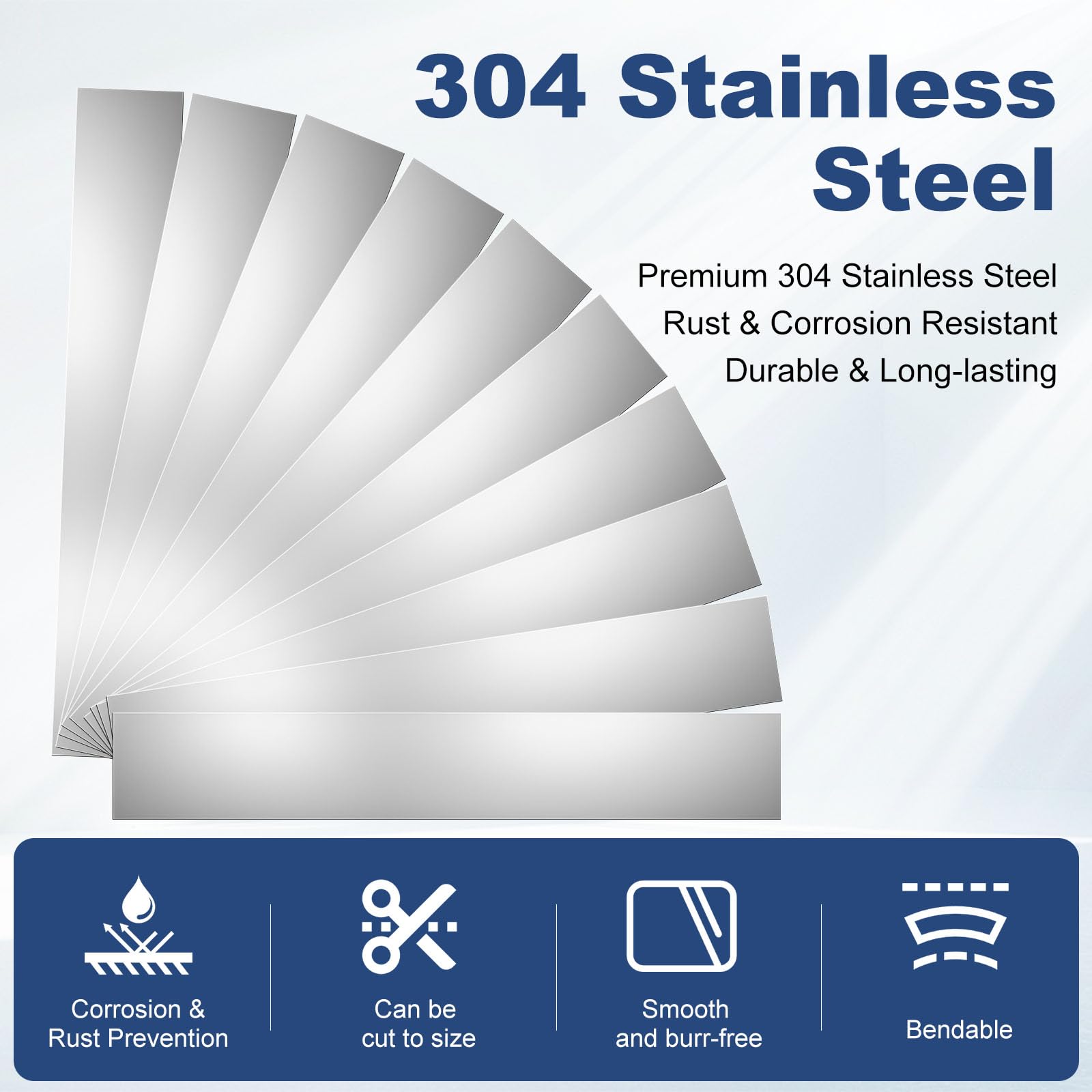 Swpeet 10 Stück Edelstahl Shim Stock Kit - 1x6 Zoll, 0,01 Zoll Dicke, 304 Edelstahl