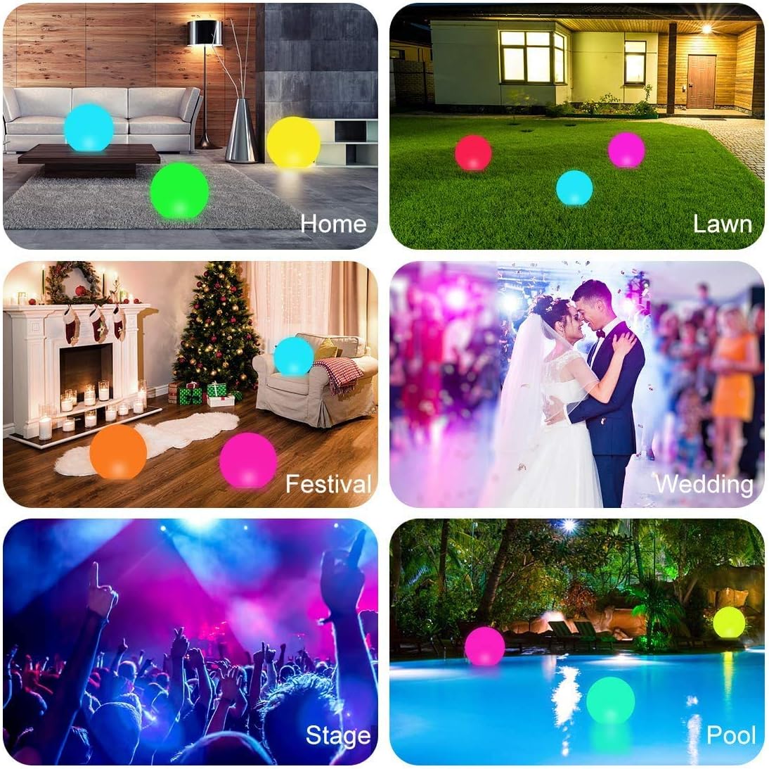 Floating Pool Lights with Timer Remote(RF), 16inch Inflatable Waterproof RGB 16 Colors LED Glow Ball Lights Battery Powered,Pool Lights for Adults,Hot Tub Bath Toys for Swimming Wedding Decor(2 PCS)