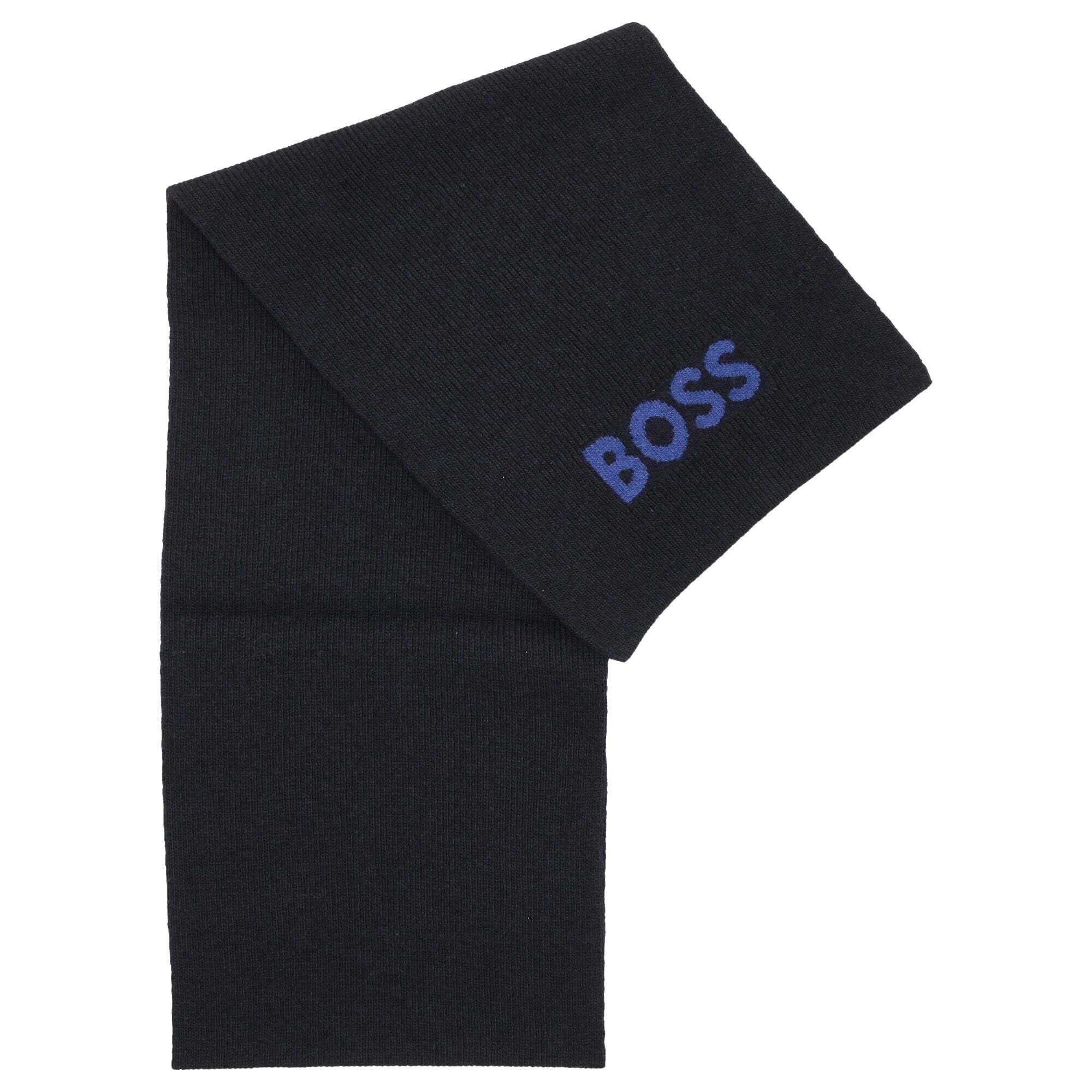 BOSS bufanda Elios Knitted Scarf Dark Blue azul marino