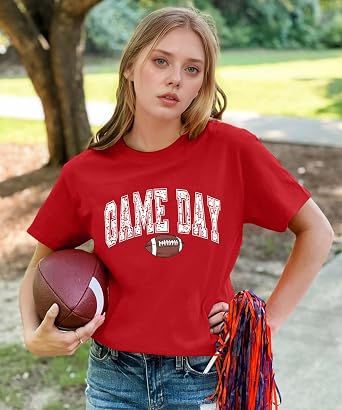 Football Shirts for Women Game Day Football Mom Tshirt Soccer Lover Bow Graphic Tee Shirt