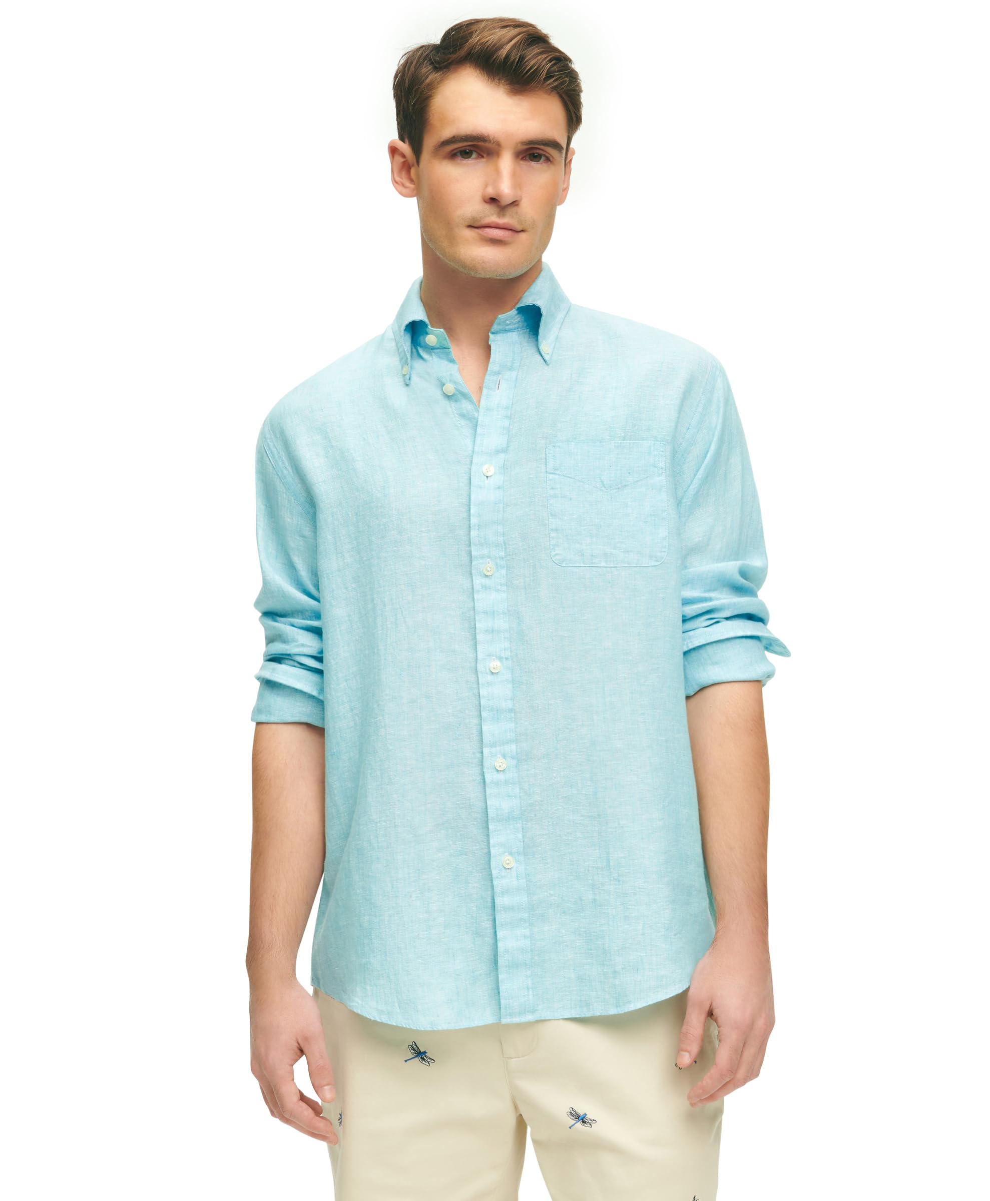 Brooks Brothers Men's Irish Linen Long Sleeve Sport Shirt