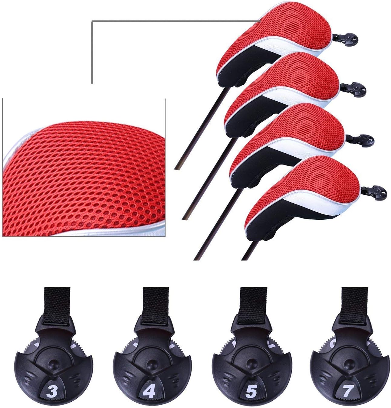 FINGER TEN Golf Club Head Covers Woods Driver Fairway Hybrid 3/4/5 Set, Headcovers Men 1 3 5 7 X Interchangeable Number Tag, Fit All Wood Clubs (Black--1 Driver&2 Fairway&2 Hybrid) : Sports & Outdoors