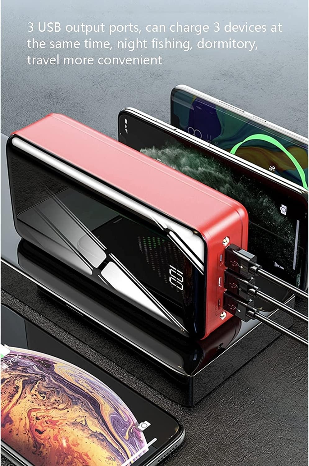 Impermeable Gran Capacidad De 50000 Mah Paquete De Batería Externa Cargador De Batería Portátil Power Bank 3 Salida 3 Entrada Carga Rápida Para Teléfonos Inteligentes, Tabletas, Consolas De Juegos(Bla