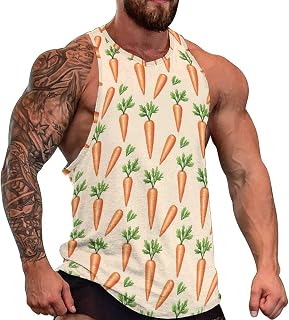 Tank Tops Men, Cute Carrots Print Workout Running Gym Muscle Sleeveless Shirts for Men