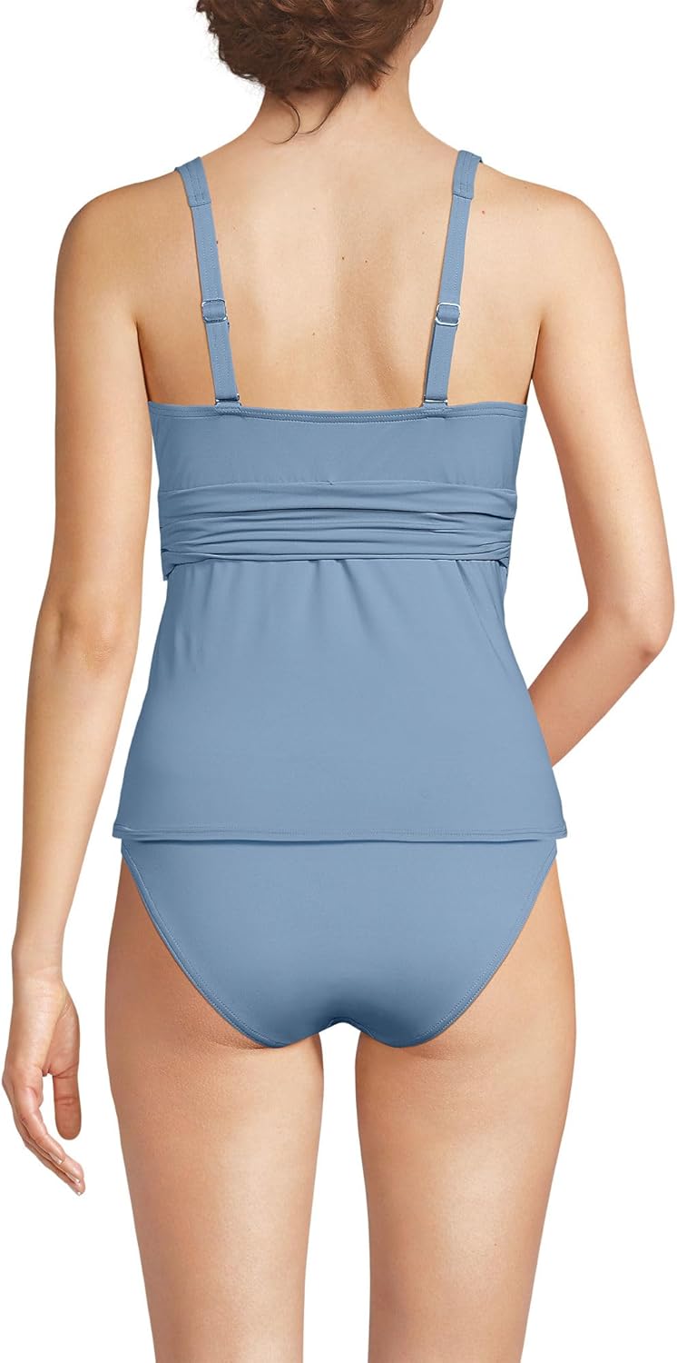 Lands' End Women's D-Cup V-Neck Plunge X Back Tankini Top