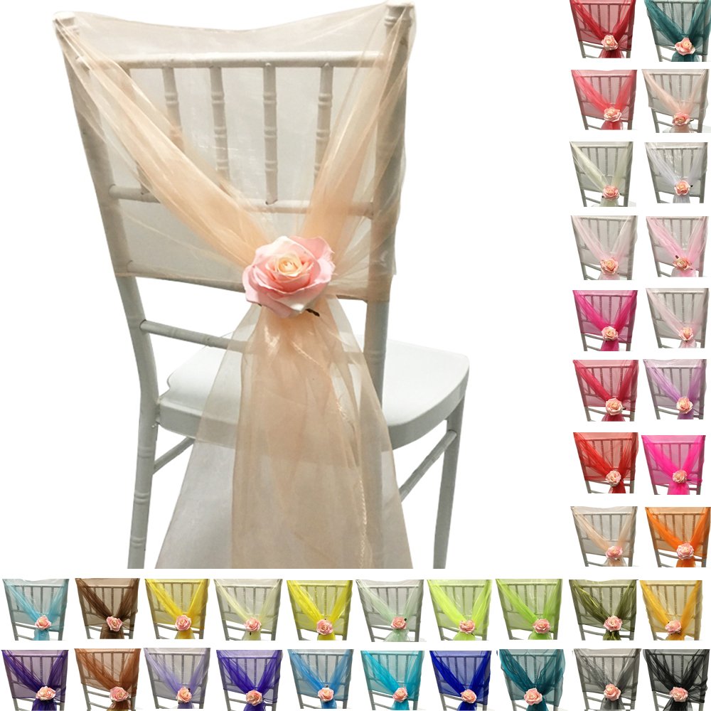 Time to Sparkle 10pcs 65cm X 275cm Organza Sash Hood Sash Chair Cover — image 1