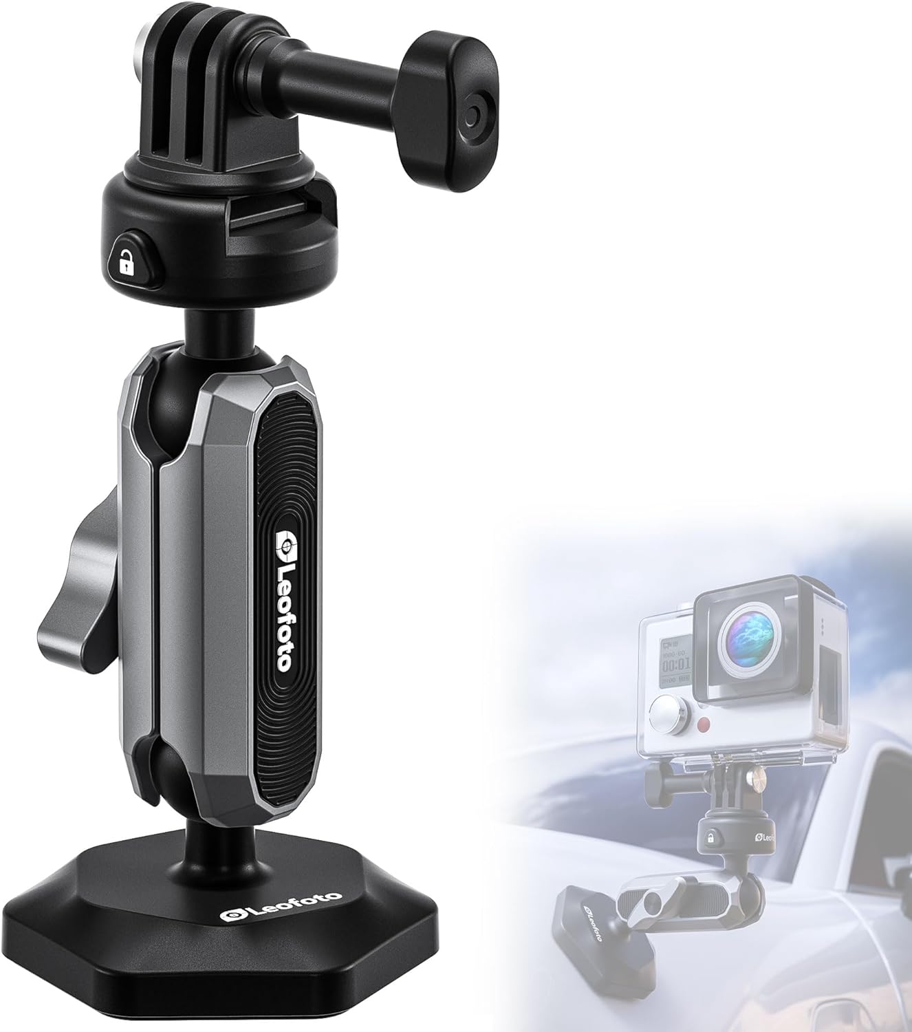 Magnetic Mount Sport Camera Holder, Compatible for Gopro Hero 13/12/11/10, DJI OSMO Action 5 Pro/4/3/2, Insta360 X4/X3/Pro 2, Action Camera Car Mount with 1/4"-20 Thread (LAC-01)