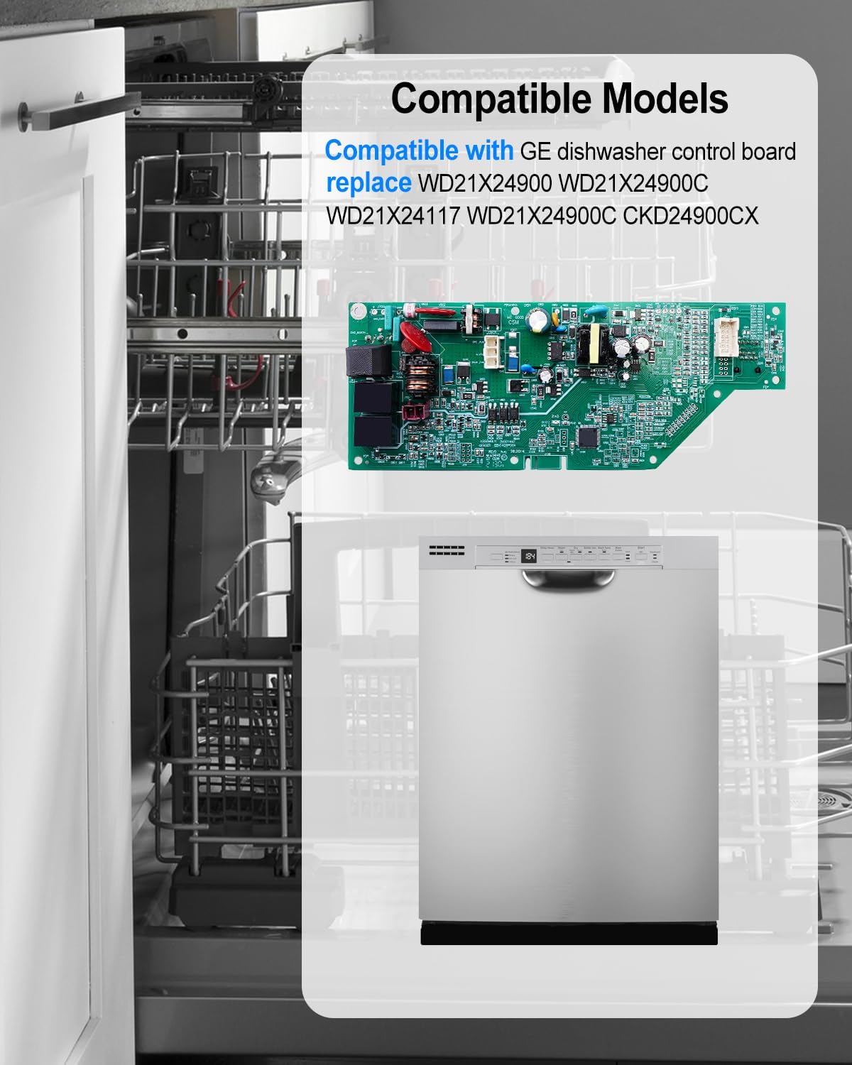 Electric Dishwasher Main Control Board Compatible with GE Dishwasher Control Board Replace WD21X24900C CKD24900CX