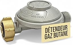 Générique Détendeur Gaz Butane 28 mbar Sécurité Limiteur Débit – Raccord Fileté G.2 Bouteille 13 kg – Sortie Mâle 20x150 – pour Réchaud, Gazinière, Chauffage – Conforme Norme NF en 16129