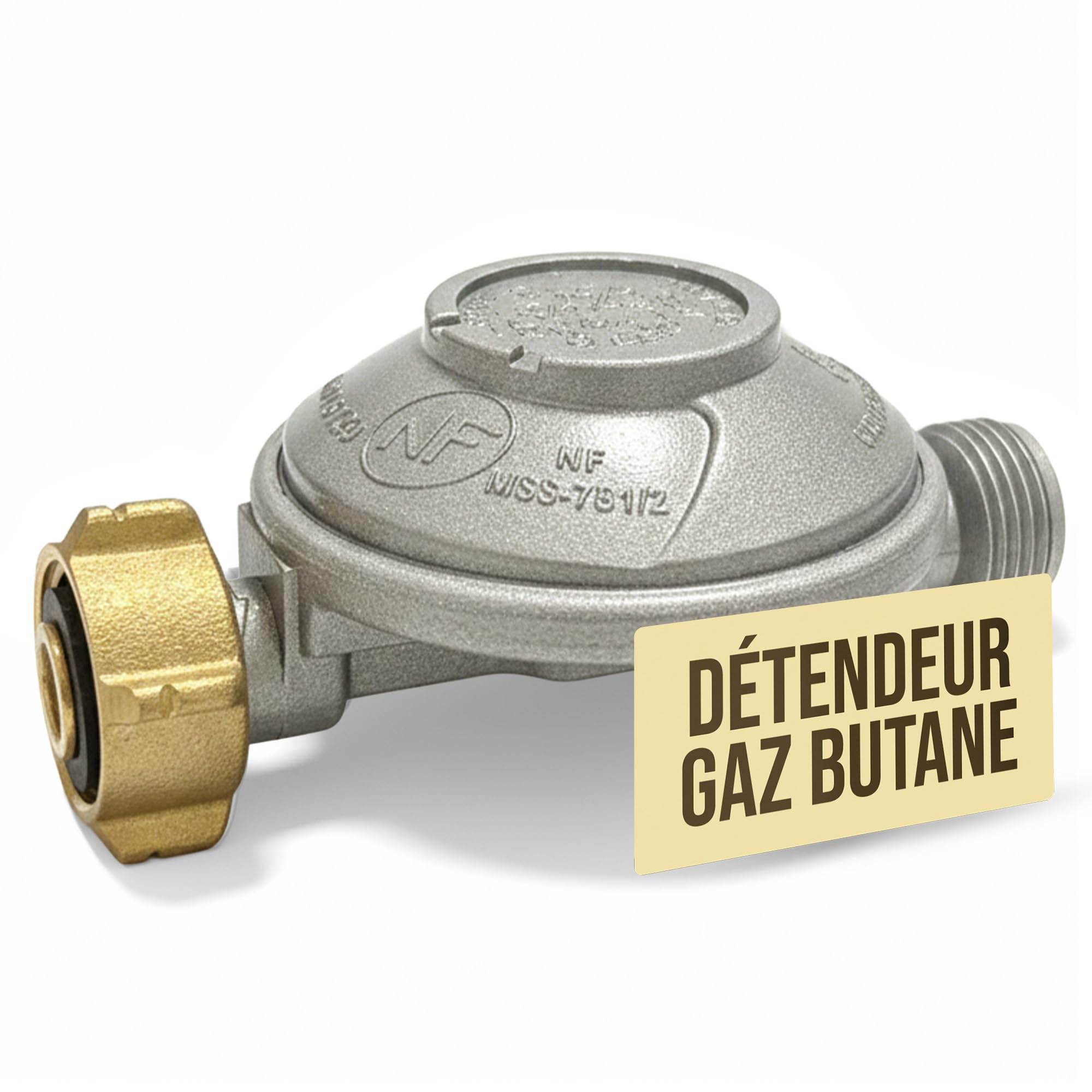 Générique Détendeur Gaz Butane 28 mbar Sécurité Limiteur Débit – Raccord Fileté G.2 Bouteille 13 kg – Sortie Mâle 20x150 – pour Réchaud, Gazinière, Chauffage – Conforme Norme NF en 16129