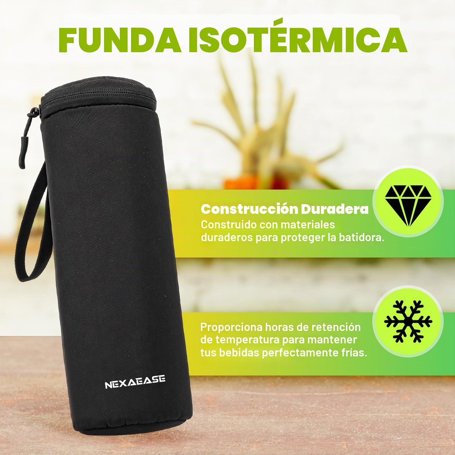 Batidora portátil personal exprimidor para batidos y licuados - Botella eléctrica de 591 ml para proteínas con funda aislante, tapa de viaje, recargable por USB-C - Mini taza de licuadora pequeña para