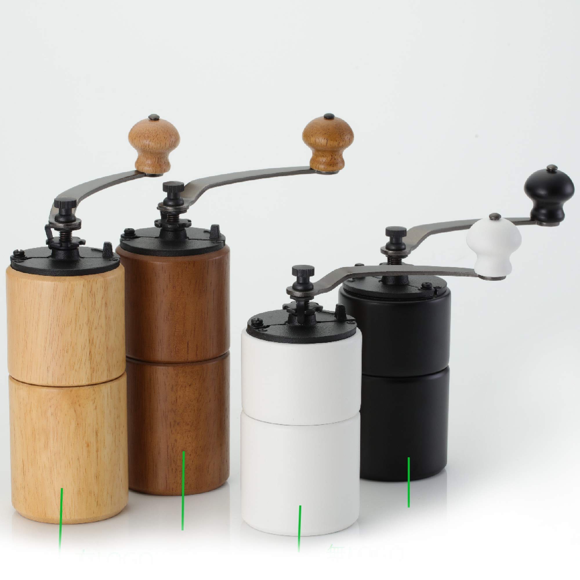 Akirakoki Manuelle Kaffeemühle aus Holz mit Gusseisen-Grat, große Kapazität, Handkurbel, tragbar, Reisen, Camping, verstellbar (braunes Holz)