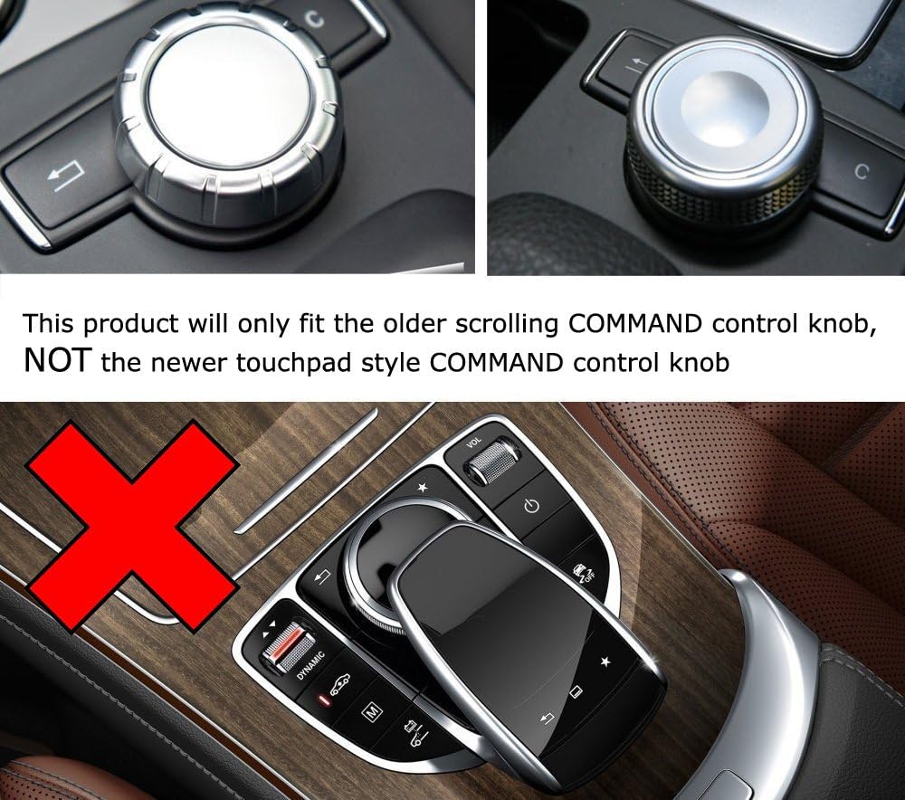 iJDMTOY Silver Anodized Aluminum Center Console Command Control Knob Wheel Cover Compatible with Mercedes A B C E S CLA GLA GLK ML GL Class