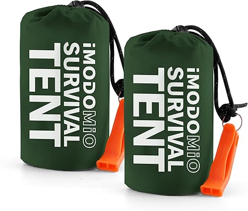 Vista 11 de Emergency Survival Tent Life Shelter - 2 Person Mylar Emergency Shelter Tube Tent with Emergency Whistle & Paracord, All-Weather Essential Survival