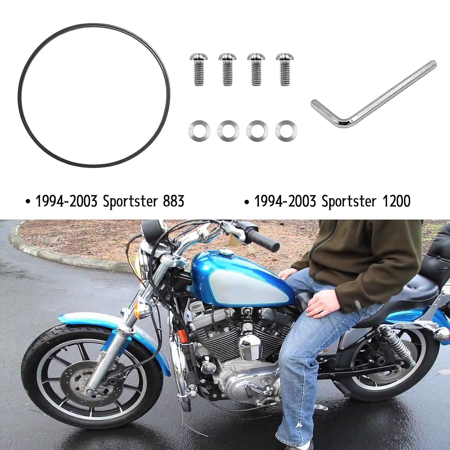 Titanium Clutch Cover Bolts Screws & O-Ring Gasket Kit Compatible with Replace Part # 25463-94A Sportster 883 Sportster 1200 1994-2003