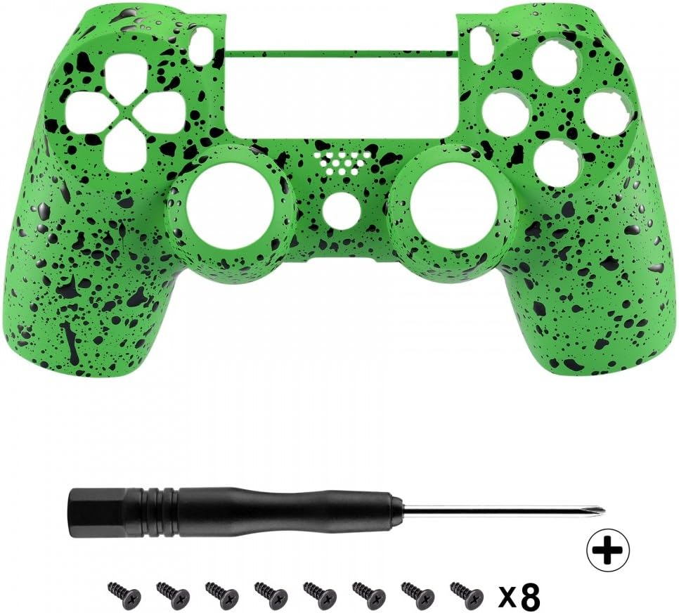 eXtremeRate Textured Green 3D Splashing Custom Faceplate Shell Compatible with ps4 Slim Pro Controller CUH-ZCT2 JDM-040/050/055 - Controller NOT Included