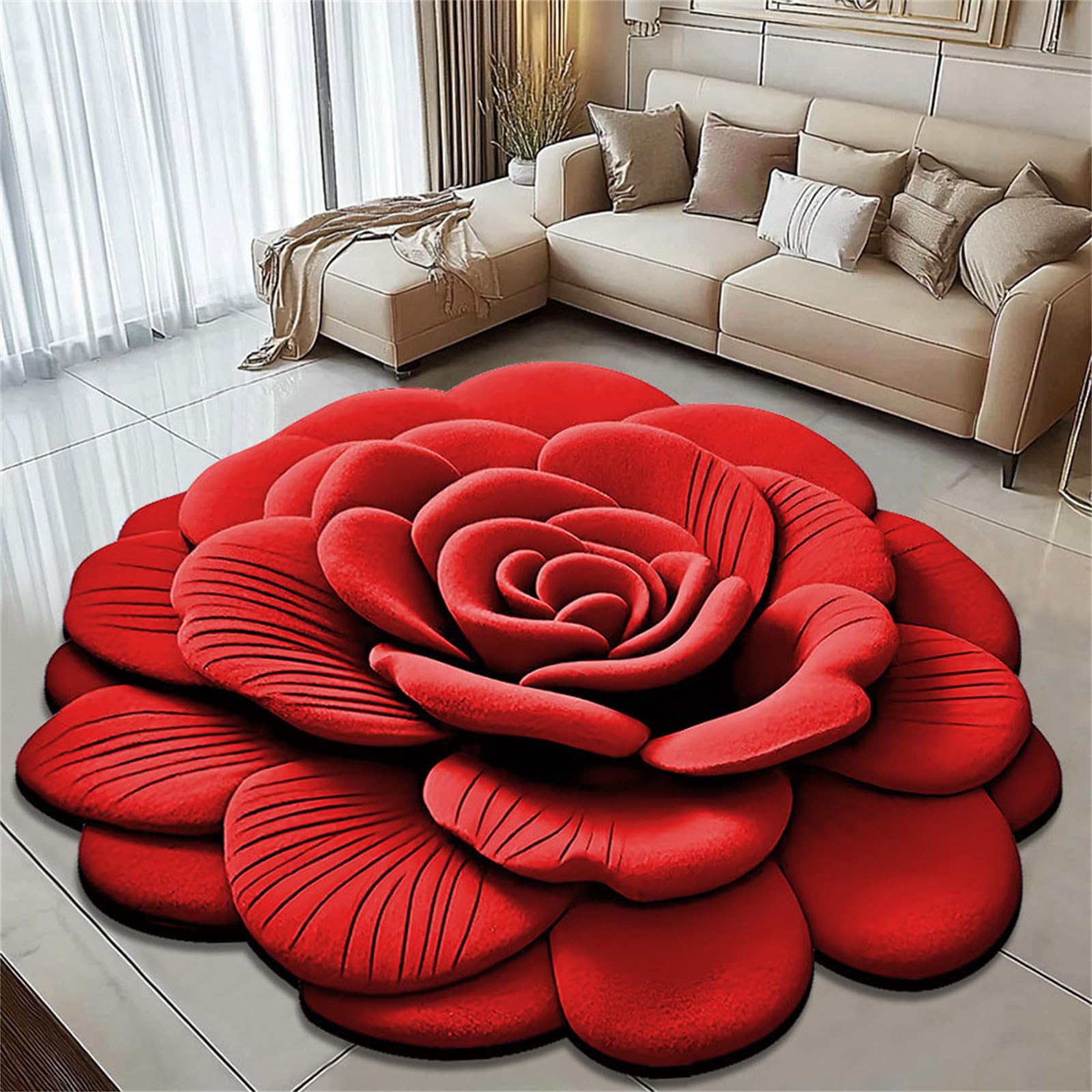 Tapis de sol 3D à motif floral pour une chambre cocooning et une sortie de bain douce