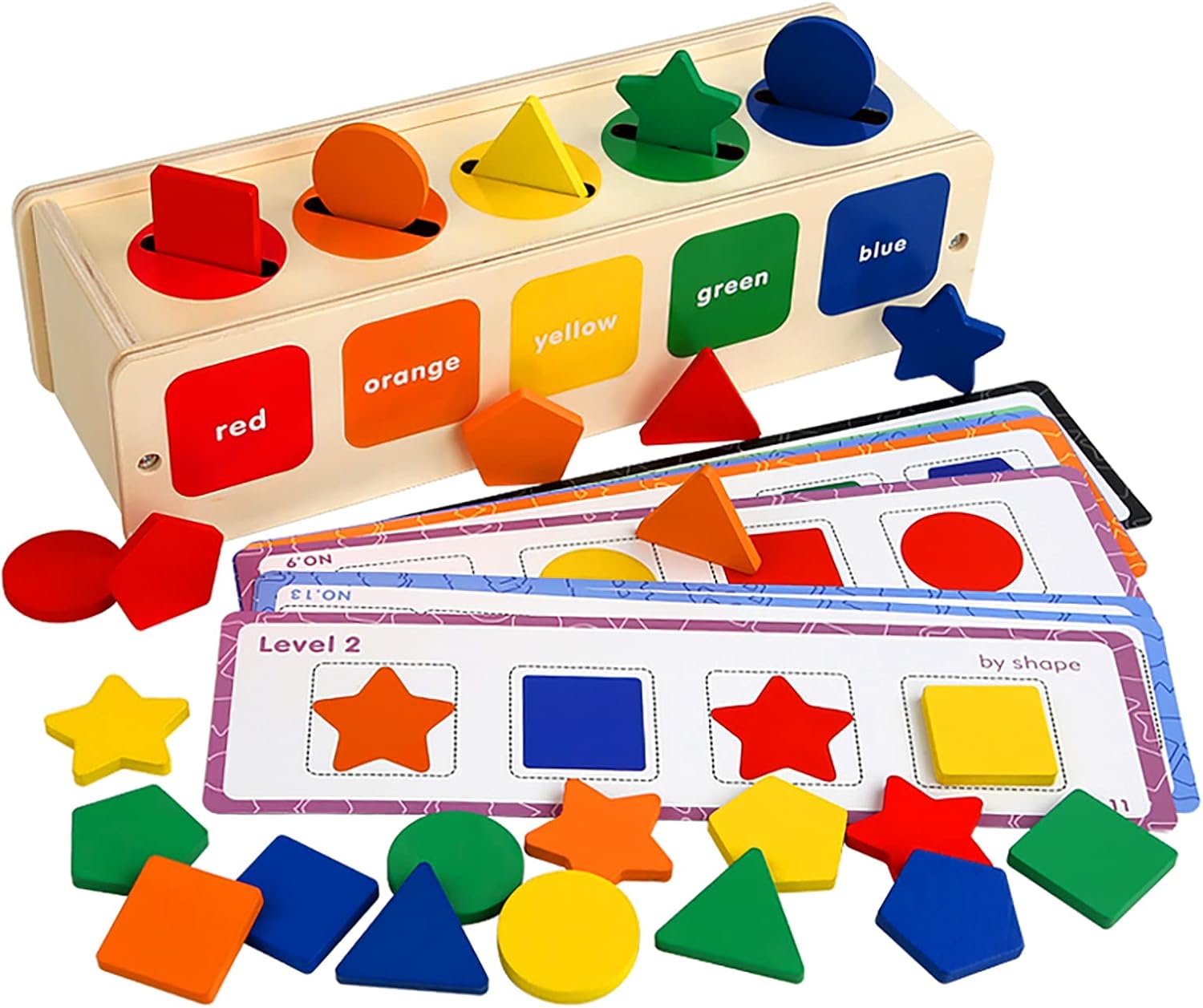 Carlerait Montessori Toys Wooden Color & Shape Sorting
