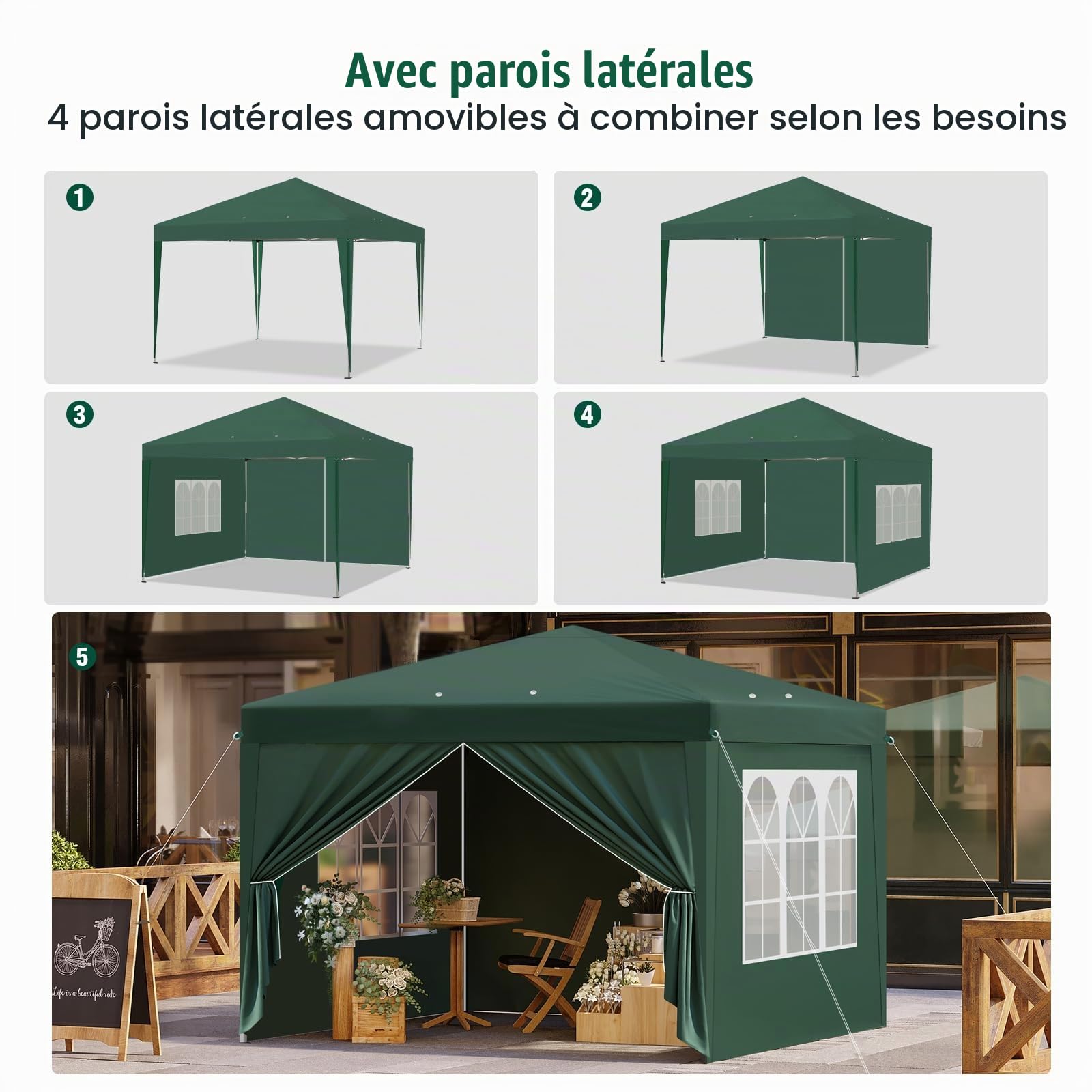 Laneetal Tonnelle de Jardin Pliante Barnum Imperméable Pop up 3x3m Vert