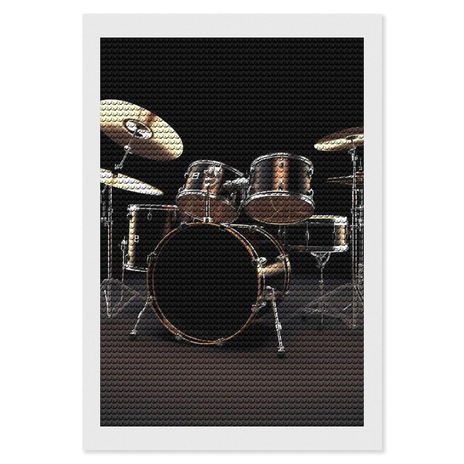DWVTSLH Cool Drum Set Diamond Painting Kits for Adults, Personalized Diamond Photo Art Full Drill, DIY 5D Diamond Art Painting Kits for Beginners, Home Wall Decor 8"x12"