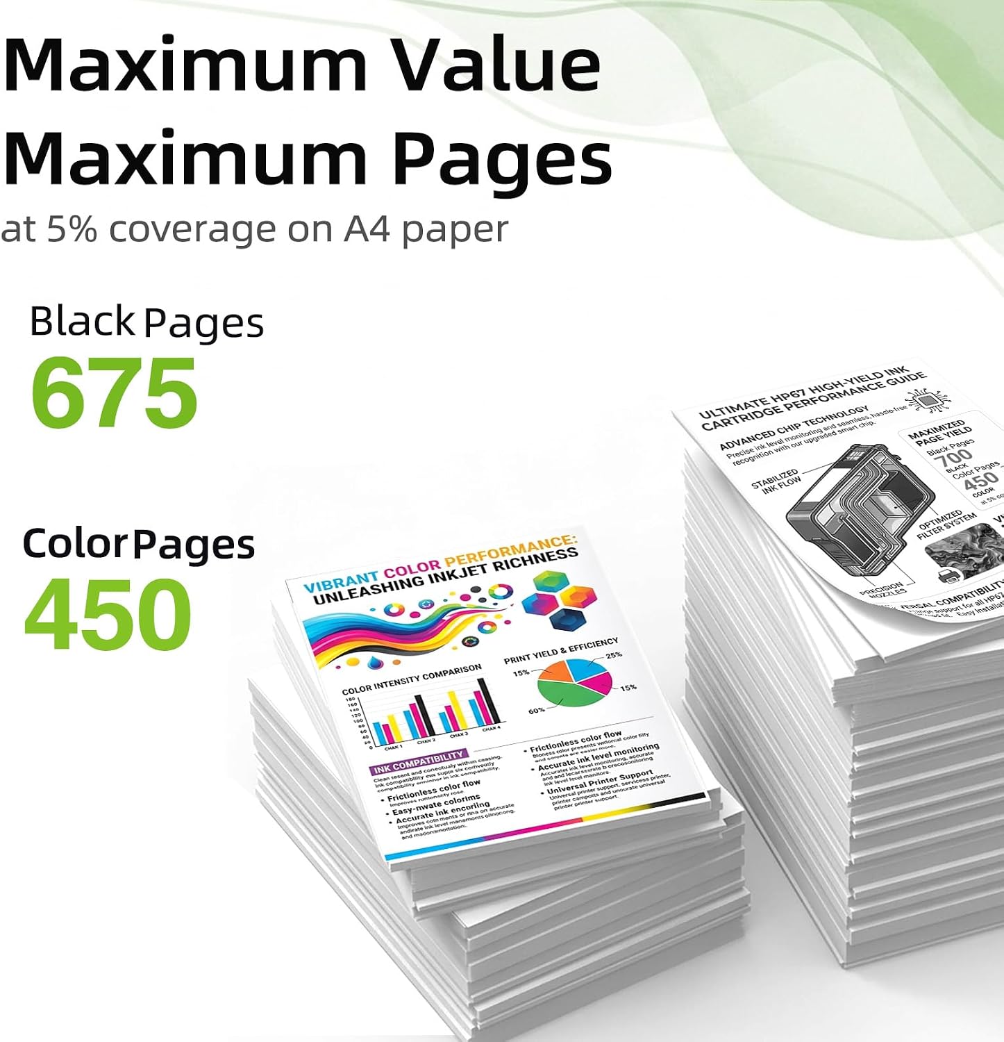 63XL Ink Cartridge Replacement for HP 63 XL HP63 Black/Color Combo 2 Pack image 4