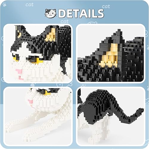 Miniatura 3 de QLT - Mini bloques de construcción para gatos, lindos animales para bolsas de golosinas, 1390 piezas de micro mini juguete de construcción de