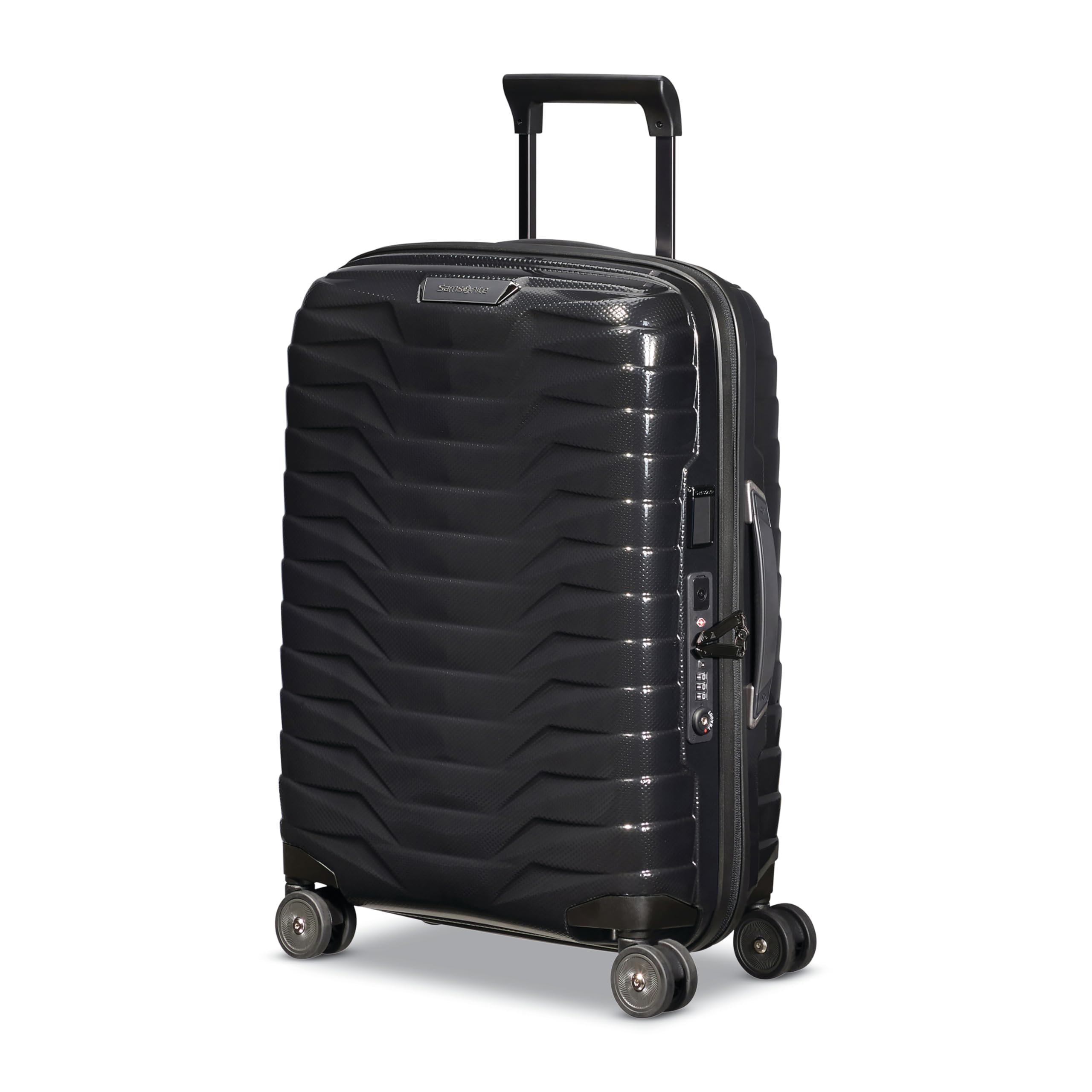 Proxis Global Carry-On Hardside Luggage with Dual Spinner Wheels, Airline Approved - Innovative Roxkin™ Lightweight Shell With Ultimate Durability- TSA Lock, Telescopic Handle - Black