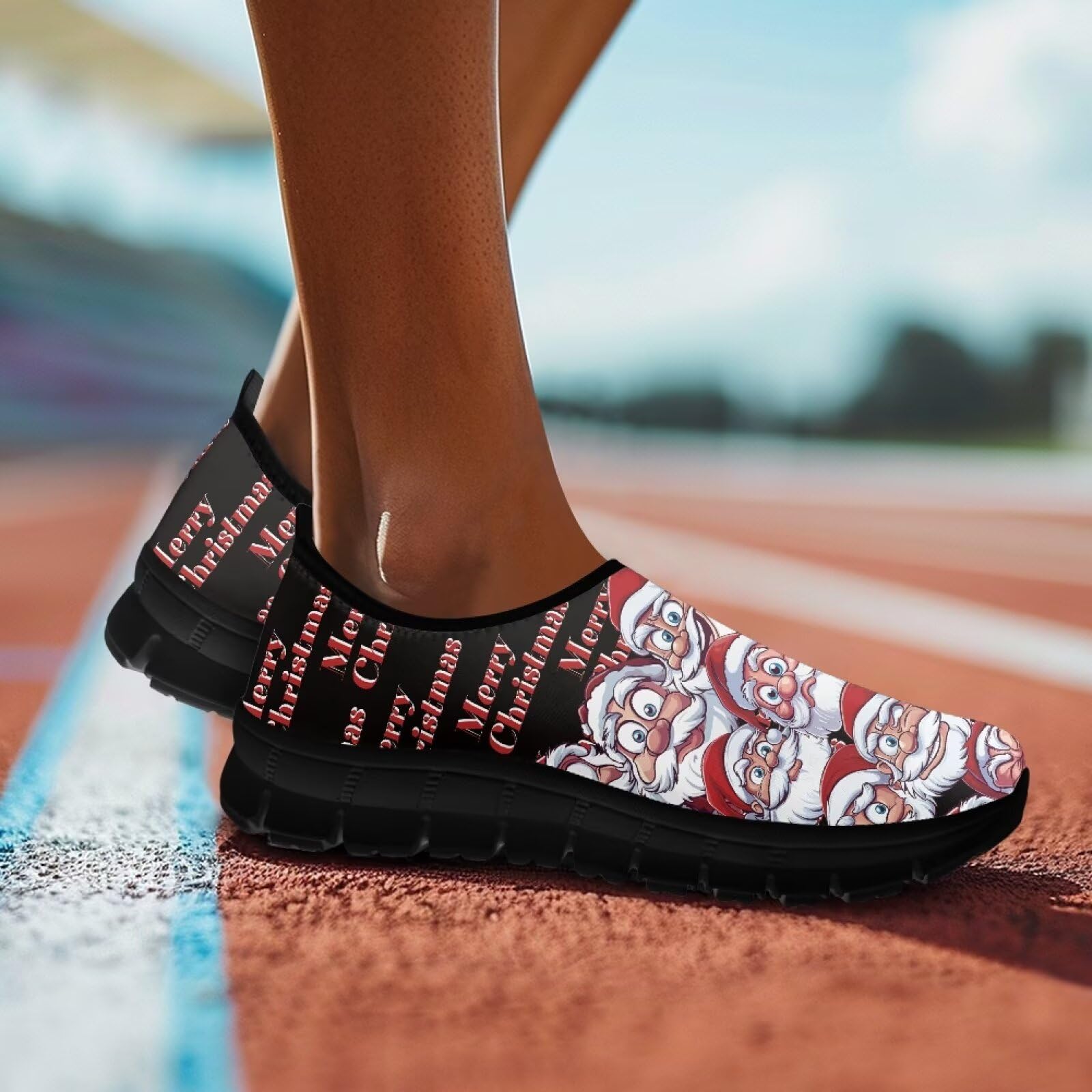 Męskie buty do biegania w mieście, lekkie podparcie łuku, oddychające mokasyny na rower, kemping, spacery, czarna podeszwa, Święty Mikołaj, 39.5 EU