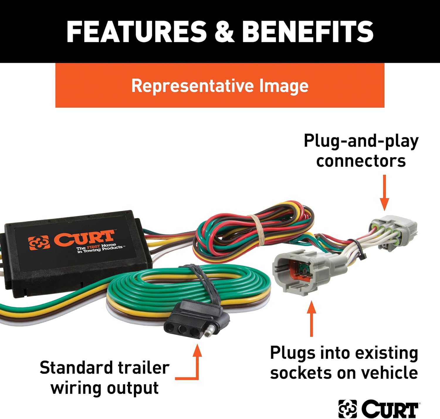 CURT 56119 Vehicle-Side Custom 4-Pin Trailer Wiring Harness, Fits Select Volvo C70 T5