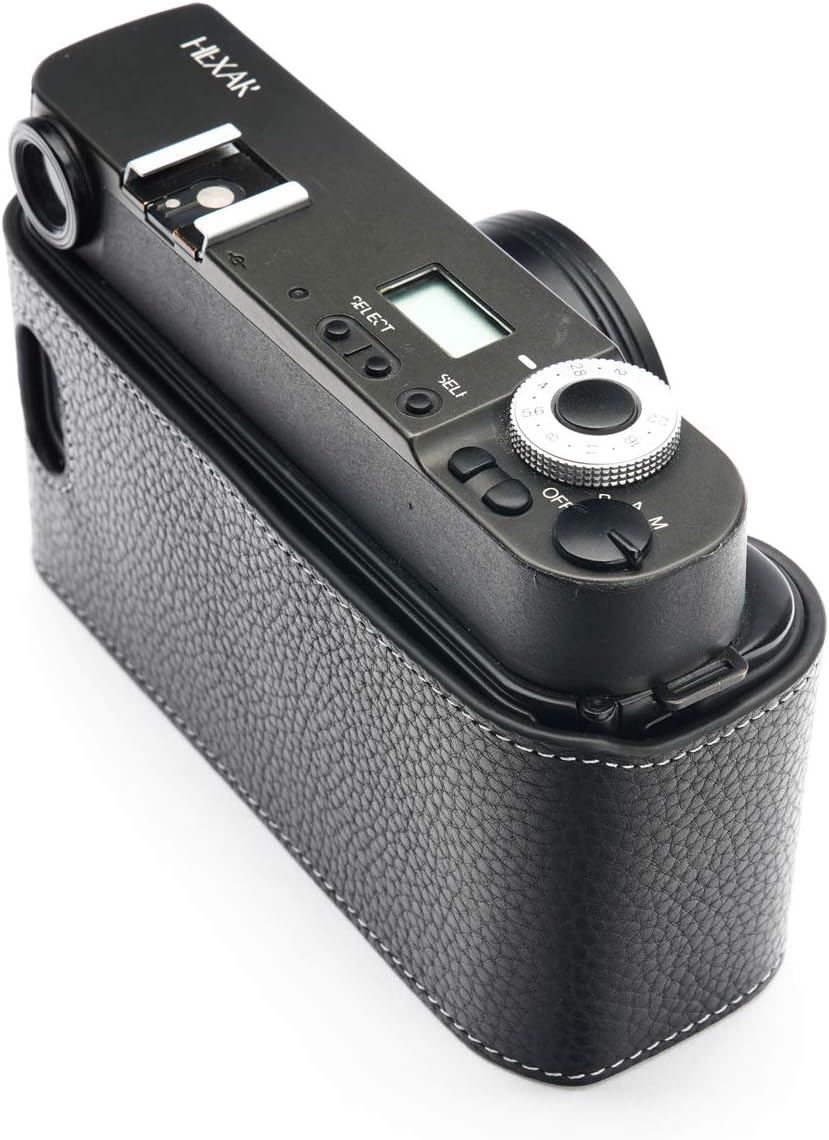 Hexar AF Case, BolinUS Handmade Genuine Real Leather Half Camera Case Bag Cover for Konica Hexar AF Camera with Hand Strap (Black)
