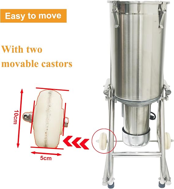Commercial Food Processor Electric Food Chopper Cutter Stainless Steel Meat Grinder Movable Meat Mincer Food Cutting Machine Double Knives 32L for Fruit Vegetable Meat Grains Garlic 110V