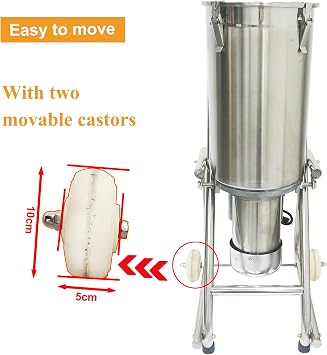 Commercial Food Processor Electric Food Chopper Cutter Stainless Steel Meat Grinder Movable Meat Mincer Food Cutting Machine Double Knives 32L for Fruit Vegetable Meat Grains Garlic 110V