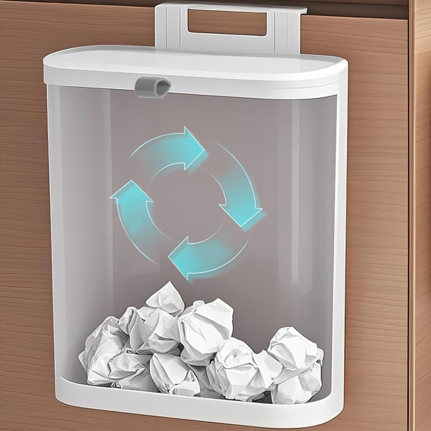 Modern Minimalists Kitchen Composts Bin Hanging Wall Mounted Trash Can with Lid for Indoor Space