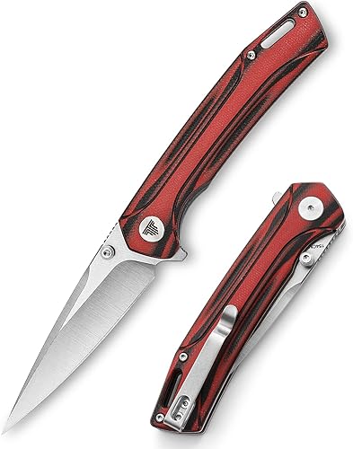 Navaja de bolsillo para hombres, EDC cuchillos plegables con clip, hoja de acero de 3.26 pulgadas de 60.6 in y mango G10 y perno de pulgar, regalo