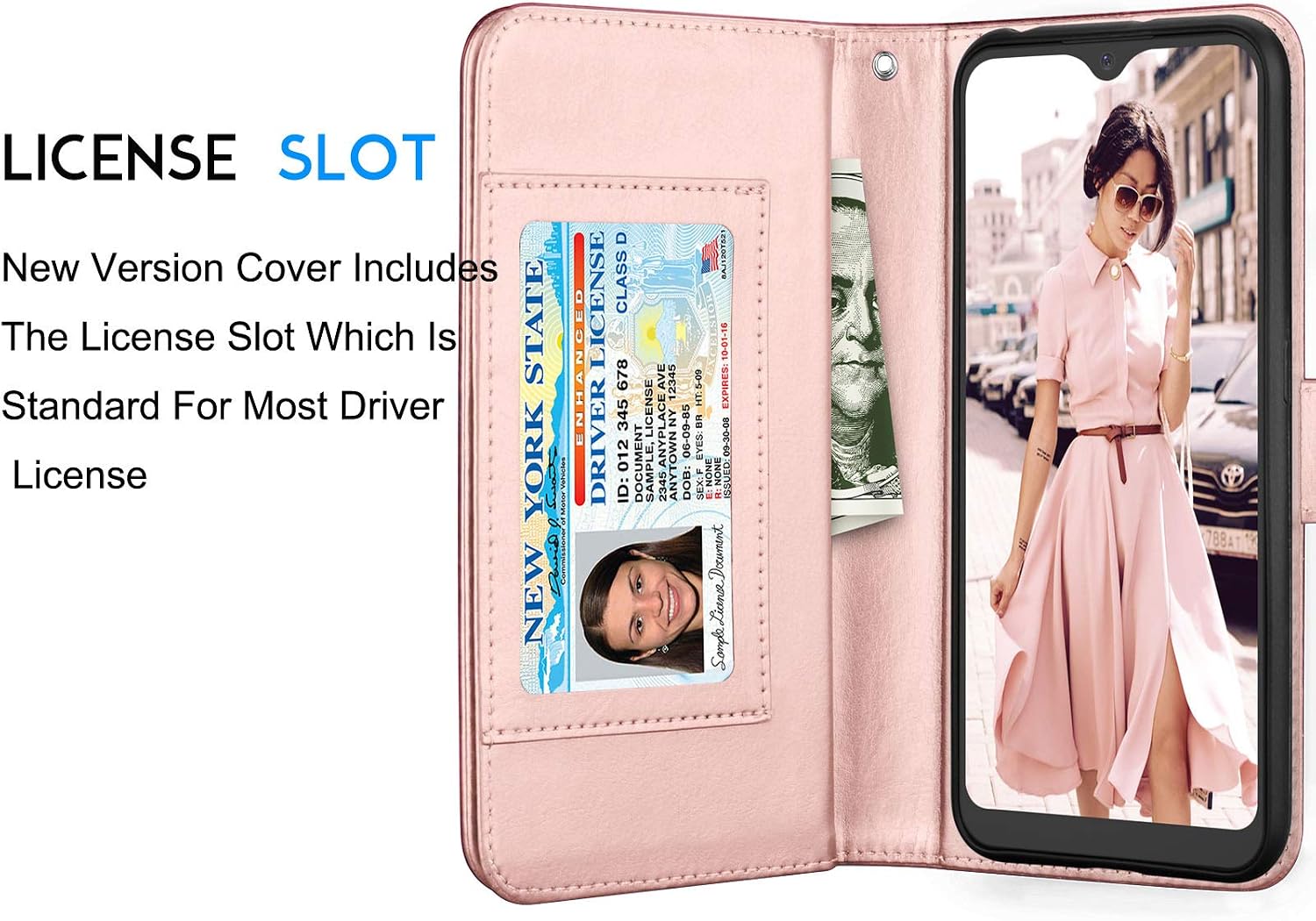 Tekcoo Galaxy A01 Case, [US Version] Galaxy A01 Wallet Case, Luxury PU Leather Cash Credit Card Slots Holder Carrying Flip Cover [Detachable Magnetic Hard Case] Kickstand for Samsung A01 [Rose Gold]