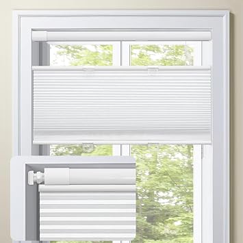 MiLin No Drill Top Down Bottom Up Cellular Shades Cordless No Tools Blinds | Windows Shades for Indoor Windows Thermal Insulation Honeycomb Blinds Easy to Install - 100% Blackout White