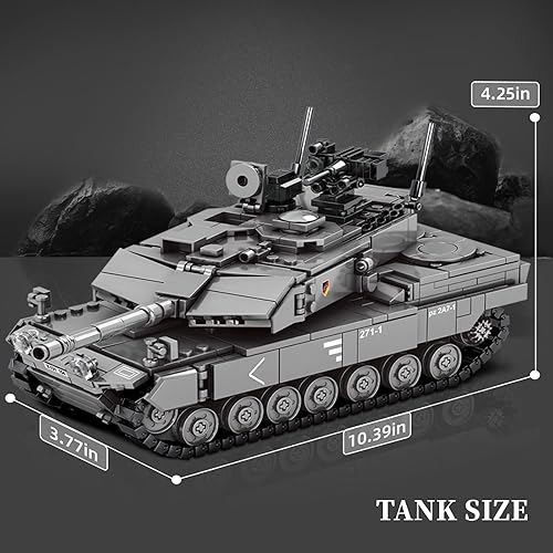 Miniatura 5 de TOY PLAYER Bloque de construcción de tanques armados, militar, modelo Leopard 2A7 (898 piezas), juguetes STEM regalos para adultos y niños de 6, 7,