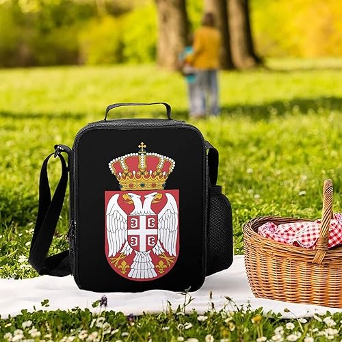 Miniatura 5 de Bolsa de almuerzo portátil con diseño de bandera de Serbia con aislamiento térmico para conservación en frío, paquete de comida divertida