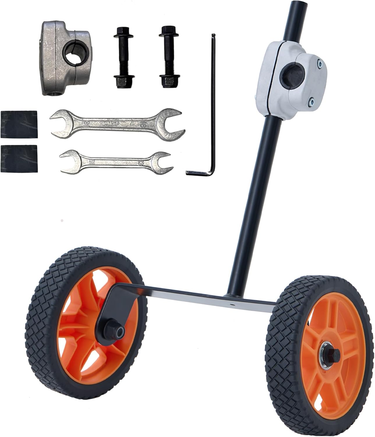 String Trimmer Wheel Attachment 7" Adjustable Auxiliary Wheels for Push Lawn Mowers, Heavy Duty Universal Stabilizer Wheels, Easy Install Height Adjustment Wheel Kit for Uneven Lawns