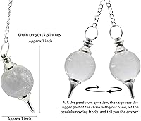 Vista 44 de Amazing Gemstone Carnelian Crystal Ball Pendulum for Divination - Dowsing Pendulum Necklace with Chain and Quartz Bead for Reiki Healing and Crystal