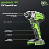 Kit de Atornillador de Impacto Inalámbrico Greenworks 24V sin Escobillas, Torque de 2650 lb/pulg, Velocidad Variable - Batería y Cargador Vendidos por Separado, Verde 3