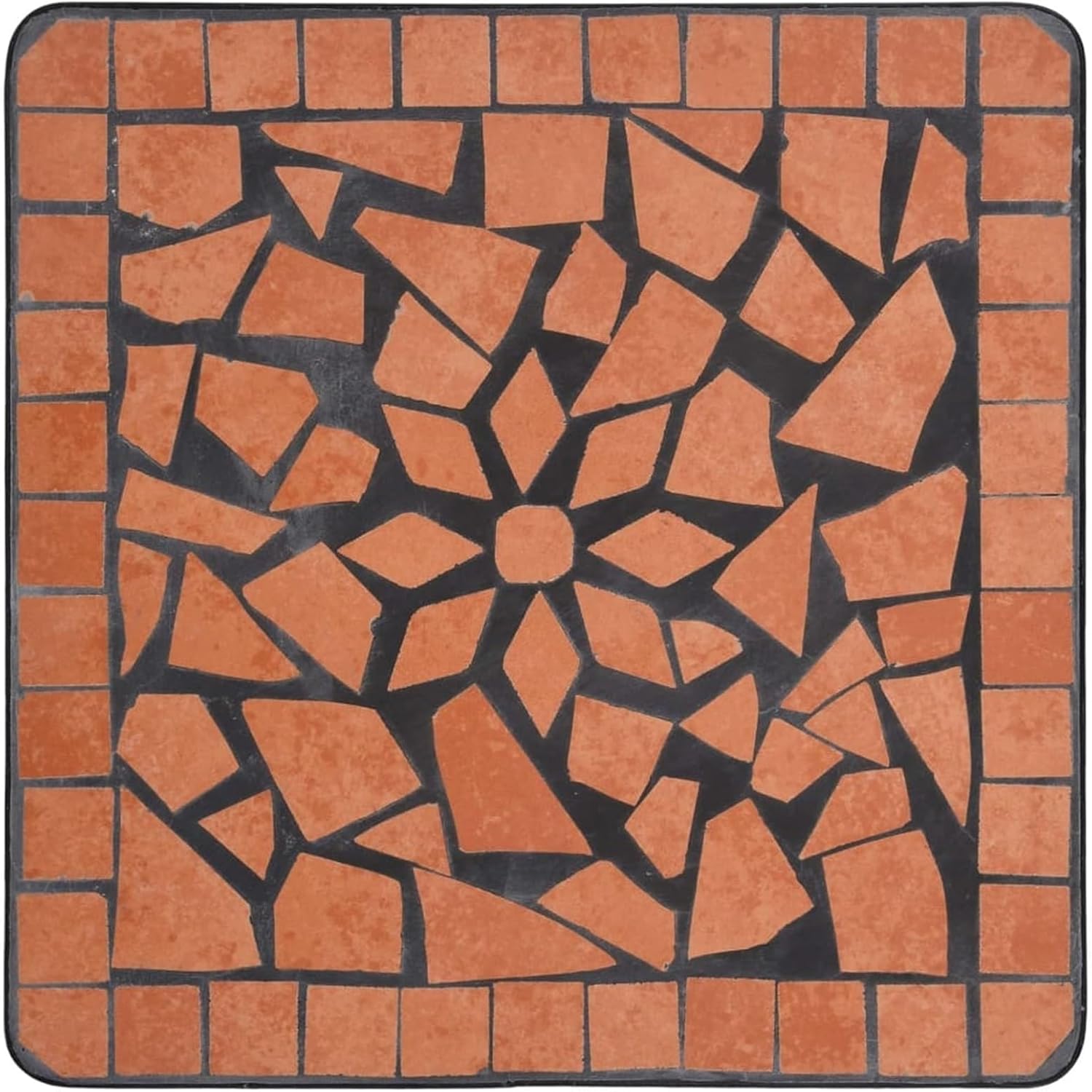 Square Mosaic Patio Side Table, Home Outdoor Metal Plant Rack, Garden Patio Coffee Table Feature Dining Table (Color : Brown, Size : 13.8" x 13.8" x 22" (W x D x H))