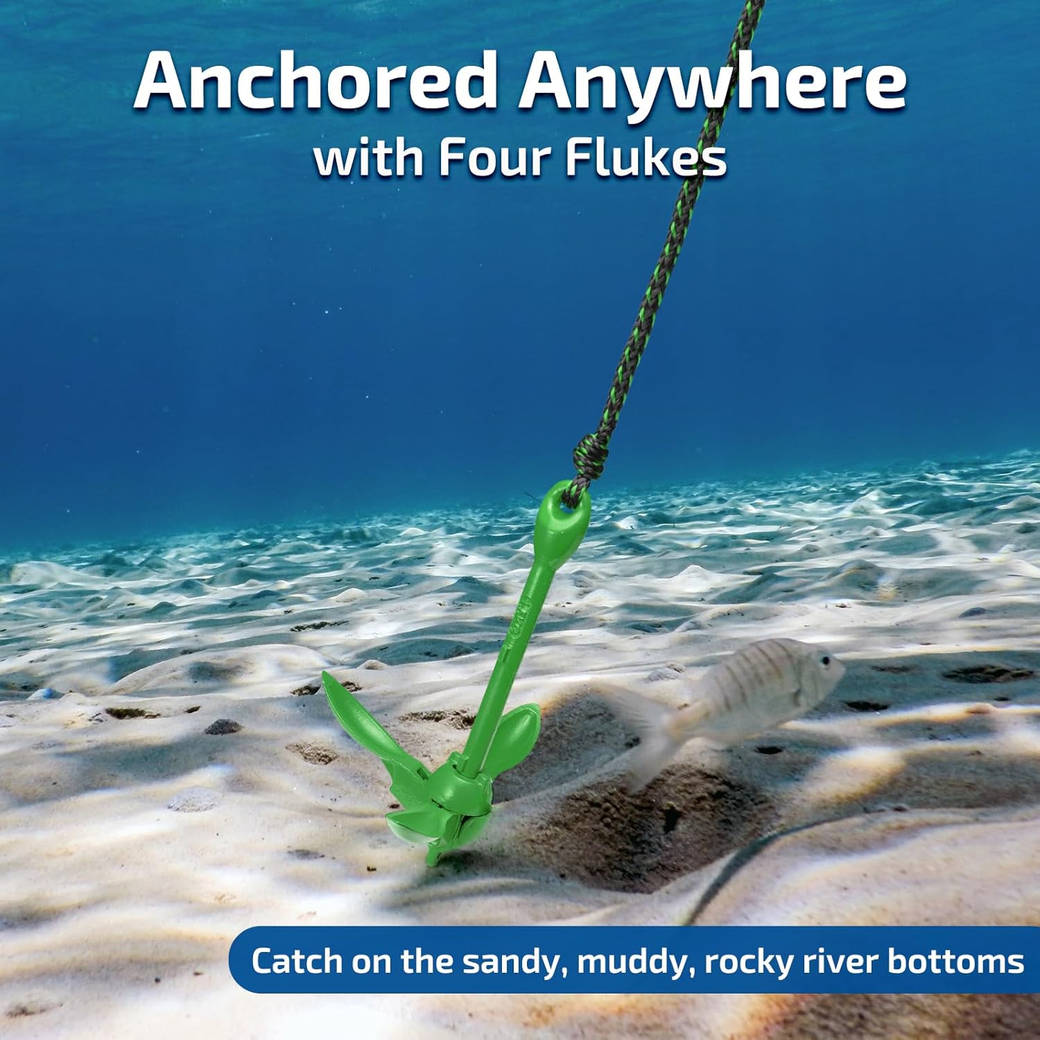 Swonder Kayak Anchor, 3.5lbs Folding Anchor Kit w/Rope & Storage Bag, Complete Accessories Kit for Kayak, Paddle Board, Jet Ski and Small Boats