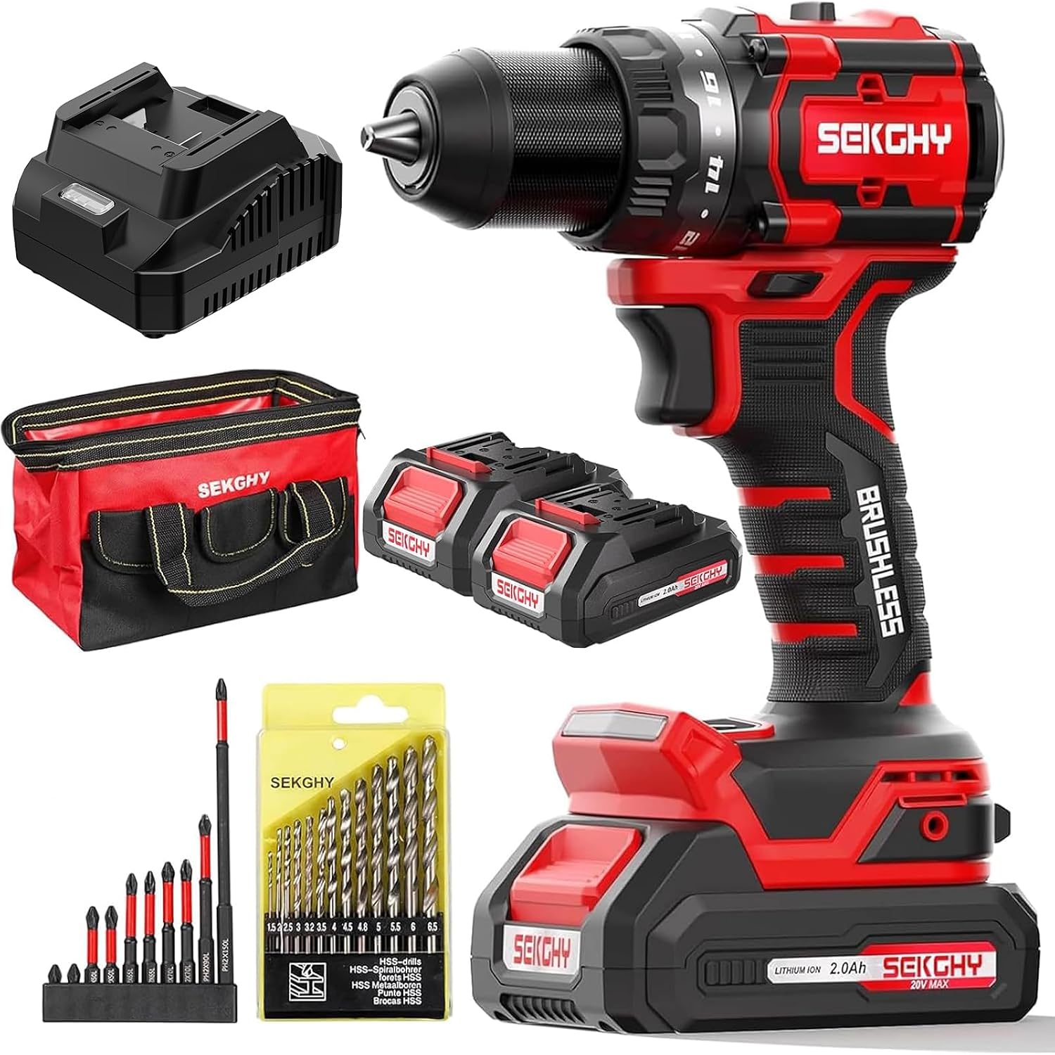 20V Cordless Drill Driver Kit with 2 Batteries - 70Nm