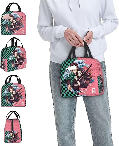 Miniatura 4 de Kit de lonchera de anime, caja Bento de paja de trigo con compartimento 3 en 1, bolsa de almuerzo reutilizable, con cuchara y tenedor para adultos,