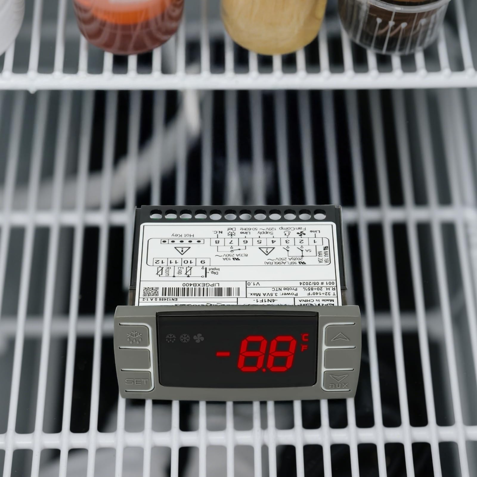 Controlador de temperatura del refrigerador, termostato digital con pantalla LED roja, soportes de montaje y sondas de sensor incluidos