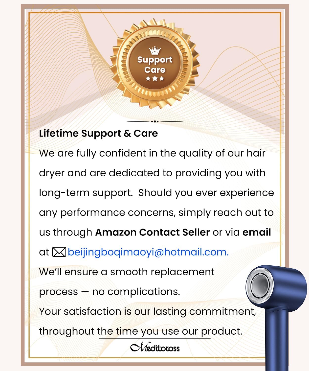 Hair Dryer, 140000 RPM High-Speed Brushless Motor Negative Ionic Low Noise Blow Dryer for Fast Drying, Thermo-Control Quiet Compact with Magnetic Nozzle for Home Travel Salon Use,Blue