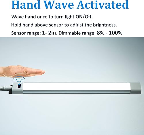 Miniatura 3 de WOBANE Iluminación debajo de la encimera, barra de luz debajo del escritorio, activada por ondas manuales, panel regulable de 12 pulgadas, tira de